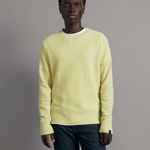 Men's RAG & BONE Yellow Hemp Cotton Blend Crew Classic Fit Sweater L